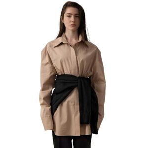 A LINE Boyfriend Shirt Button Down Camel Women's Small Medium